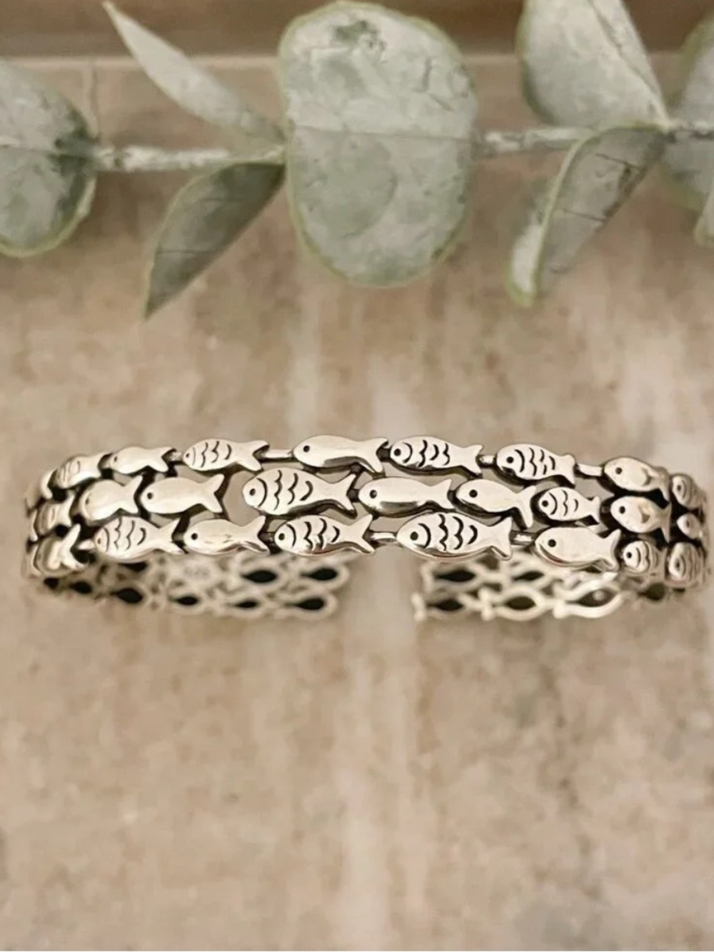 925 Sterling Silver Cuff Bracelet School of Fish Bracelet Modern
Silver Bangle